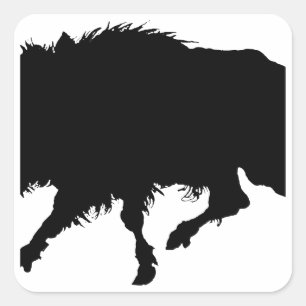 Wild Boar of Wild Pig Elegant Silhouette Vierkante Sticker