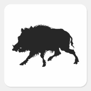 Wild Boar of Wild Pig Elegant Silhouette Vierkante Sticker