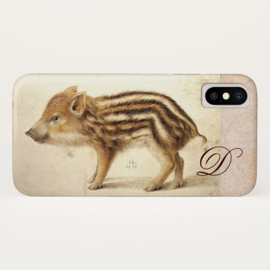 WILD BOAR PIGLET Animal Drawing Monogram Case-Mate iPhone Case (Achterkant (horizontaal))