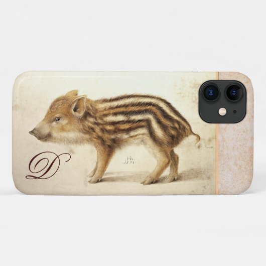 WILD BOAR PIGLET Animal Drawing Monogram Case-Mate iPhone Case (Achterkant (horizontaal))
