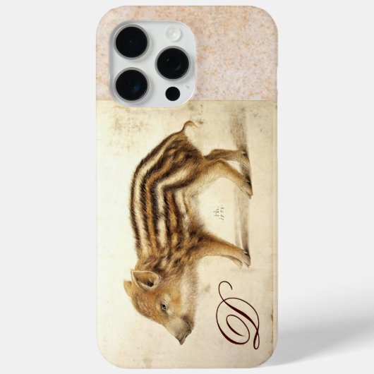 WILD BOAR PIGLET Animal Drawing Monogram Case-Mate iPhone Case (Achterkant)