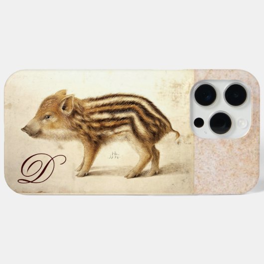 WILD BOAR PIGLET Animal Drawing Monogram Case-Mate iPhone Case (Achterkant (horizontaal))
