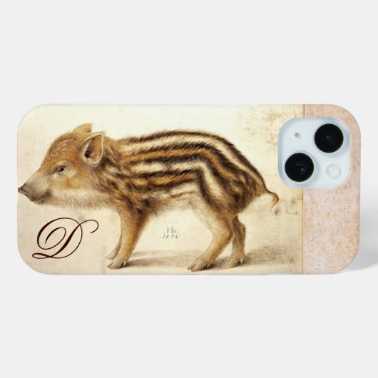 WILD BOAR PIGLET Animal Drawing Monogram Case-Mate iPhone Case (Achterkant (horizontaal))