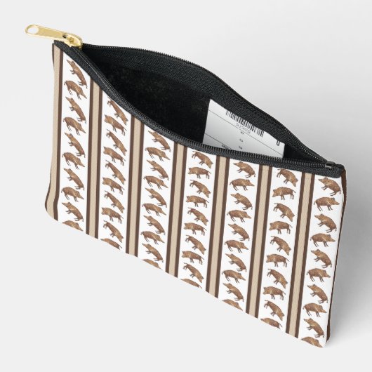 Wild Boar Stripe Zipper Pouch Etui (Open)