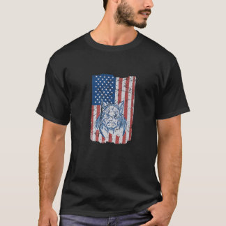 Wild Boar USA Flag | Hunting Lover Funny Wild Boar T-shirt