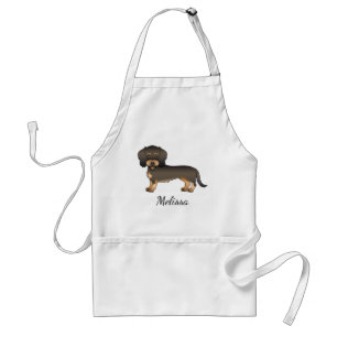 Wild Boar Wire Haire Dachshund Cartoon Dog & Name Standaard Schort