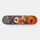 Wild Boho Fox Art Abstrait Skateboard Deck (Horz)
