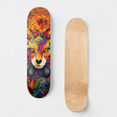 Wild Boho Fox Art Abstrait Skateboard Deck (Recto)