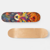 Wild Boho Fox Art Abstrait Skateboard Deck (Horz)