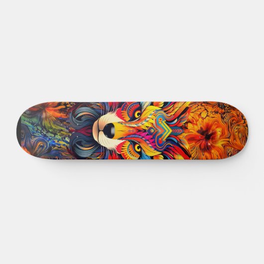 Wild Boho Fox Art Abstrait Skateboard Deck (Horz)