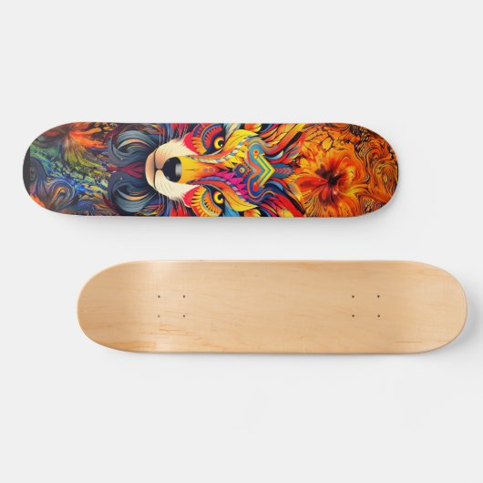 Wild Boho Fox Art Abstrait Skateboard Deck (Horz)