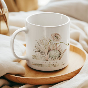 Wild Boho Protea Pampas Grass Floral Personalized Koffiemok