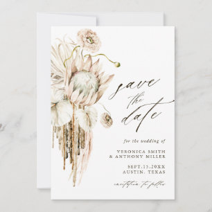 Wild Boho Protea Pampas Grass Floral Wedding Foto Save The Date