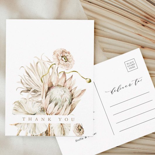 Wild Boho Protea Pampas Grass Wedding Hartelijk da Briefkaart