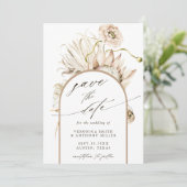 Wild Boho Protea Pampas Grass Wedding Photo Save The Date (Staand voorkant)