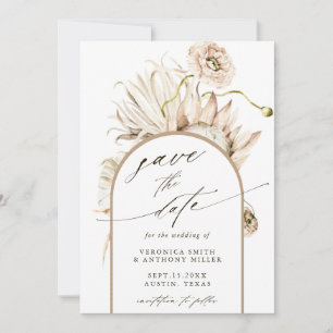Wild Boho Protea Pampas Grass Wedding Photo Save The Date