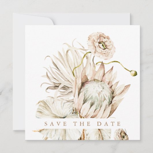Wild Boho Protea Pampas Grass Wedding Photo Square Save The Date (Voorkant)