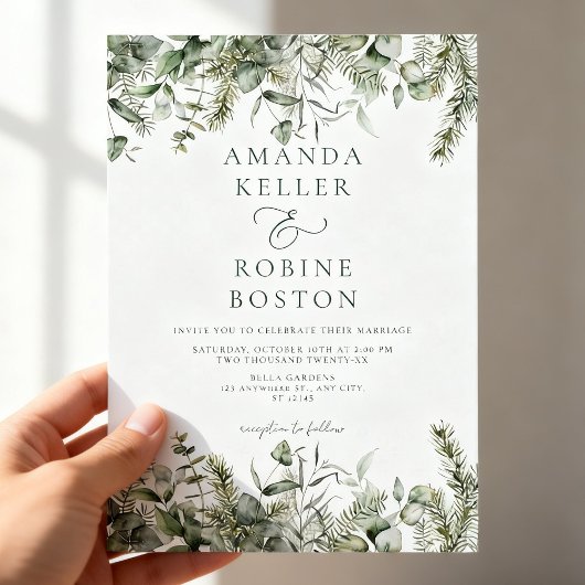 Wild Botanical Wedding Invitation Kaart