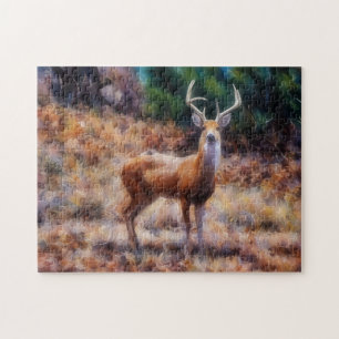 Wild Buck Deer Animal Natuur Art Puzzel