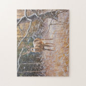 Wild Buck Herten Grote Antlers Sneeuwbos Kunst Puz Legpuzzel (Verticaal)