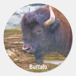 Wild Buffalo en Badlands Bison-Lover Art Stickers