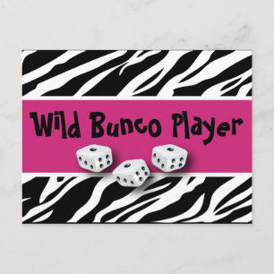 WIld Bunco Player zebra Animal Print Briefkaart