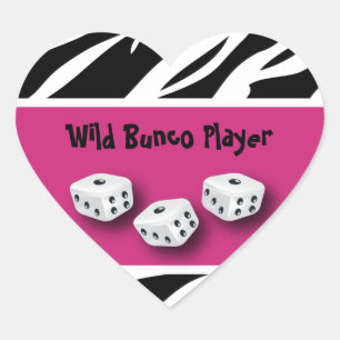 WIld Bunco Player zebra Animal Print Hart Sticker