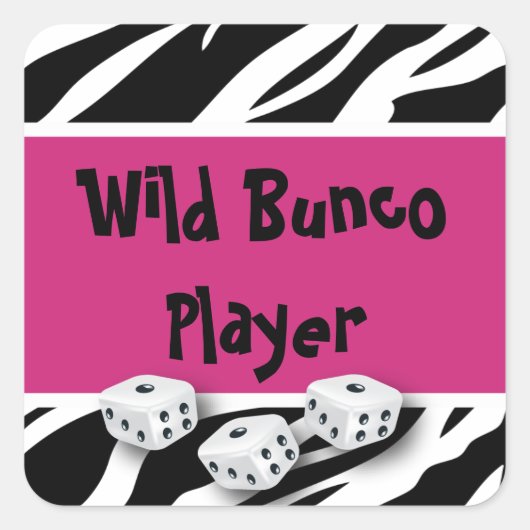 WIld Bunco Player zebra Animal Print Vierkante Sticker (Voorkant)