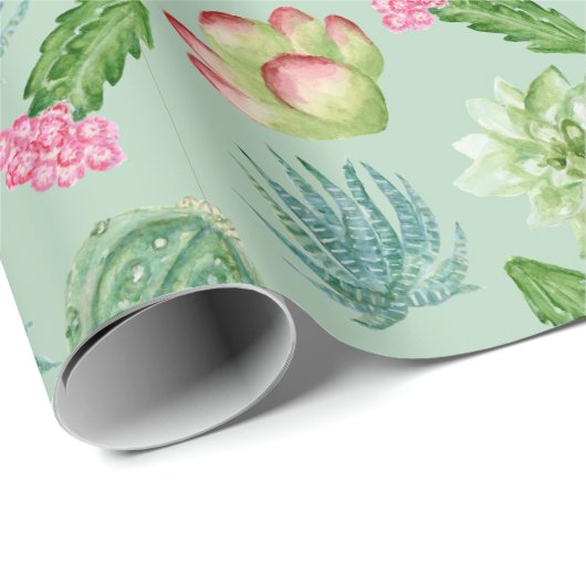 Wild Cactus Pattern Cadeaupapier (Rol Hoek)