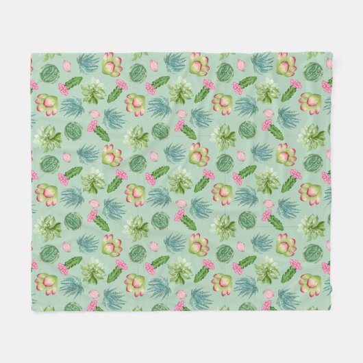 Wild Cactus Pattern Fleece Deken (Voorkant (Horizontaal))