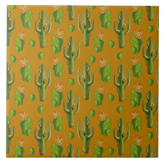 Wild Cactus Pattern Tegeltje (Voorkant)