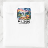 Wild Camping Adventures Waterverf Design Ronde Sticker (Tas)