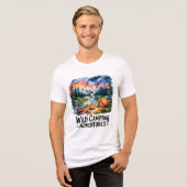 Wild Camping Adventures Waterverf Design Tri-Blend Shirt (Voorkant volledig)