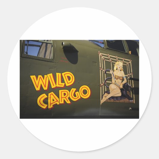 'Wild Cargo' neuskunst Ronde Sticker (Voorkant)