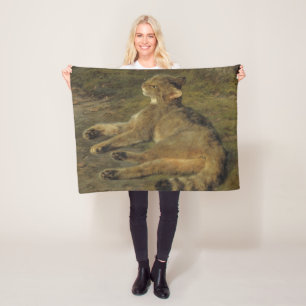 Wild Cat (door Rosa Bonheur) Fleece Deken