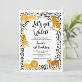 Wild Cat Jungle Anniversaire Fête Invitation (Debout devant)
