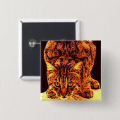 WILD CAT KITTEN VIERKANTE BUTTON 5,1 CM (Voorkant /achterkant)