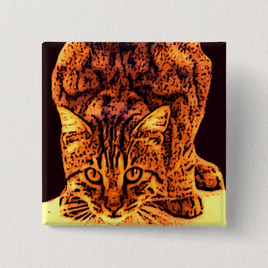 WILD CAT KITTEN VIERKANTE BUTTON 5,1 CM (Voorkant)