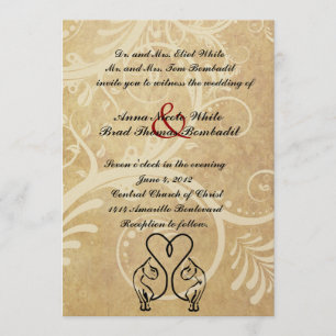 Wild Cat Lovers Black and Gold Wedding Invitation Kaart