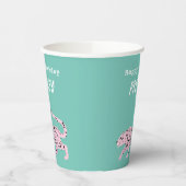 Wild Cat Verjaardagsfeestje Roze en Blauwgroen pap Papieren Bekers (Links)