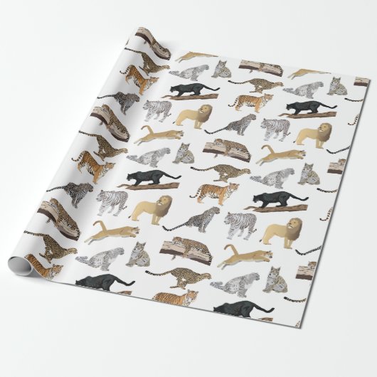 Wild Cats Pattern Cadeaupapier (Uitgerold)