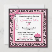 Wild Cheetah Print & Cupcake Birthday Kaart (Achterkant)