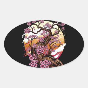 Wild Cherry Blossom Ovale Sticker
