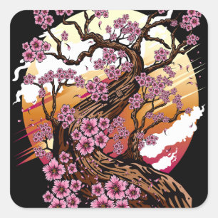 Wild Cherry Blossom Vierkante Sticker