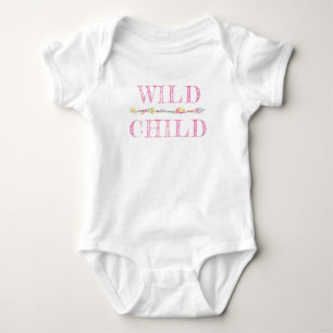 Wild Child feathers kralen boho roze baby romper