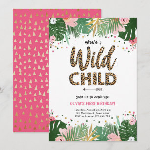 Wild Child Safari Leopard Girl Invitation d'annive