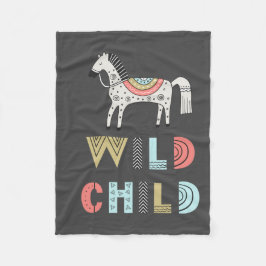 Wild Child Scandia Horse Baby Grey Fleece Deken
