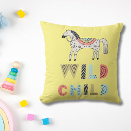 Wild Child Scandinavian Horse Baby Yellow Kussen