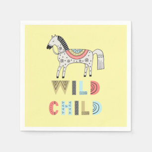 Wild Child Scandinavian Horse Pastel Yellow Servet