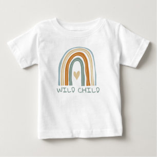 Wild Child schattig boho regenboog tekening baby t